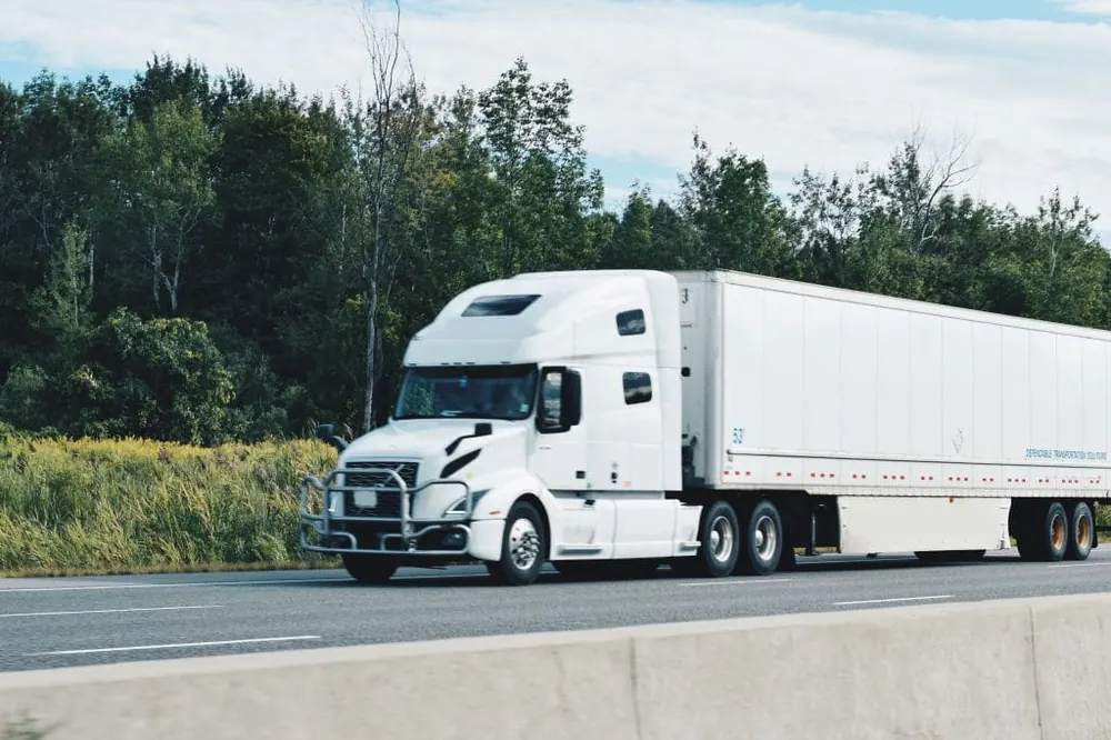 White semi-truck on the highway